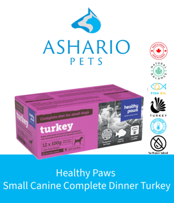 Elevate your pet&#39;s mealtime with Healthy Paws Small Canine Complete Dinner Turkey, a premium choice available at Ashario Pets. Visit our North York store or shop online for convenient delivery.
