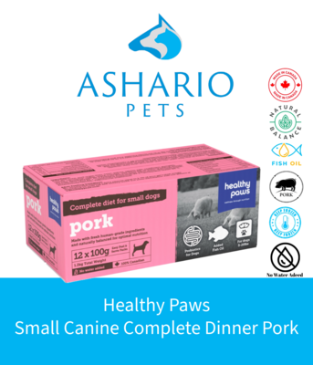 Discover the savory delight of Healthy Paws Small Canine Complete Dinner Pork at Ashario Pets. With its premium quality and nutritious ingredients, it&#39;s the perfect choice to keep your pet happy and healthy.