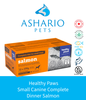 Uncover the goodness of Healthy Paws Small Canine Complete Dinner Salmon, available at Ashario Pets. With high-quality ingredients and essential nutrients, it ensures optimal health for your furry friend.