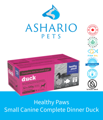 Nourish your furry friend with Healthy Paws Small Canine Complete Dinner Duck, a premium choice for canine nutrition. Explore our inventory at Ashario Pets Store in North York.