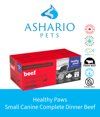 Elevate your pet&#39;s dining experience with Healthy Paws Small Canine Complete Dinner Beef, a nutritious and flavorful meal option. Visit Ashario Pets Store in North York to pick up this premium dog food.