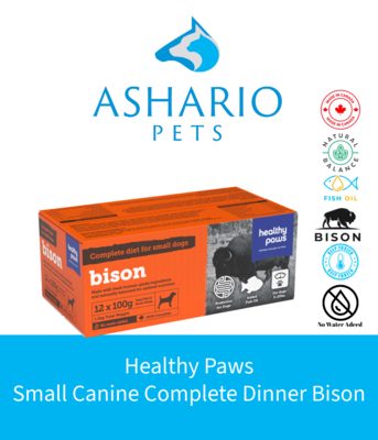 Indulge your canine companion with Healthy Paws Small Canine Complete Dinner Bison, a nutritious and delicious meal option. Find it at Ashario Pets Store in North York.