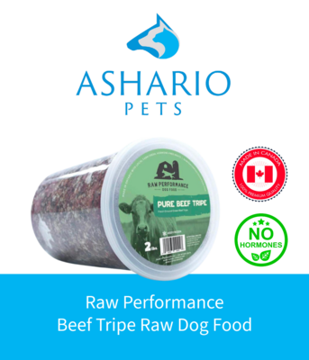 Experience the natural goodness of Raw Performance Beef Tripe Raw Dog Food at Ashario Pets. Made with high-quality ingredients, including nutrient-rich beef tripe, this blend promotes digestive health and vitality in your canine companion. Find it in-store in North York or order online for easy delivery