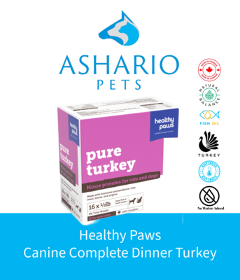 Elevate your dog&#39;s dining experience with Healthy Paws Canine Complete Dinner Turkey, now available at Ashario Pets. Ensure your pet&#39;s health and happiness by choosing this high-quality meal, conveniently located in North York.
