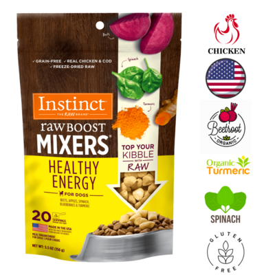 Instinct Raw Boost Mixers Healthy Energy Freeze Dried Topper Dog 5.5 Oz