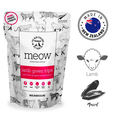 NZPF Meow Lamb Green Tripe with Green Lipped Mussels Freeze Dried Cat Treats 40 Grams