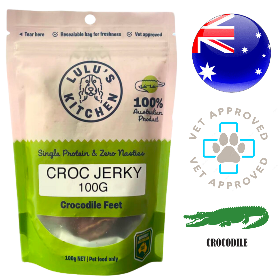 Rover Pet Products Croc Jerky Dog Treats 100 Grams