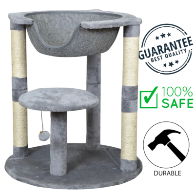 BuD'z 2 Level Cat Tree With Suspended Bed Grey Cat