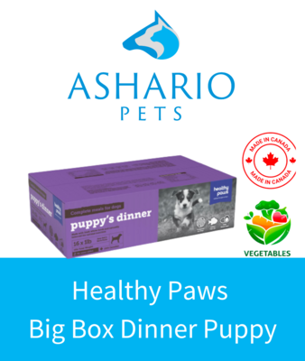 Ashario Pets introduces Healthy Paws Big Box Dinner Puppy, a premium choice for your young furry friend. Crafted with care, this nutritious meal supports your puppy&#39;s overall health and vitality, ensuring they thrive during their formative years.