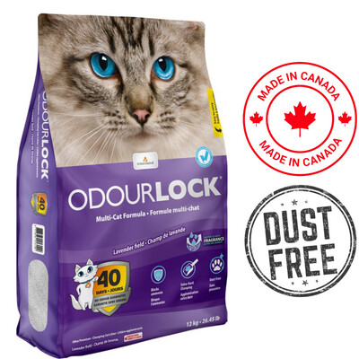 OdourLock Ultra Premium Lavender Clumping Litter Cat 12 Kg