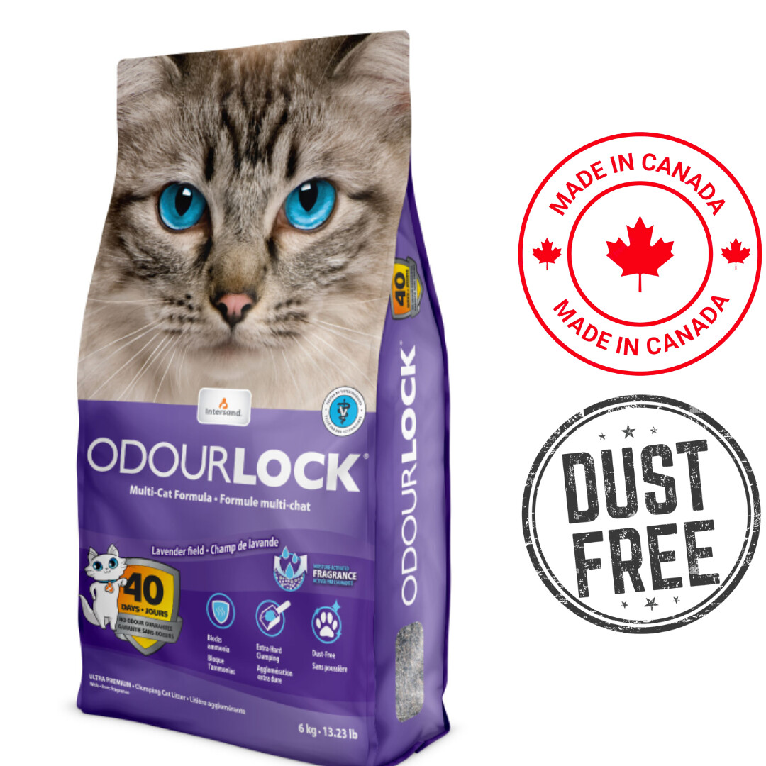 OdourLock Ultra Premium Lavender Clumping Litter Cat 6 Kg