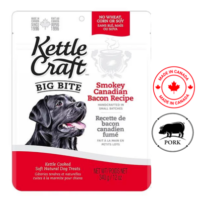 Kettle Craft Smokey Canadian Bacon Big Bite Dog Treats 340 Grams