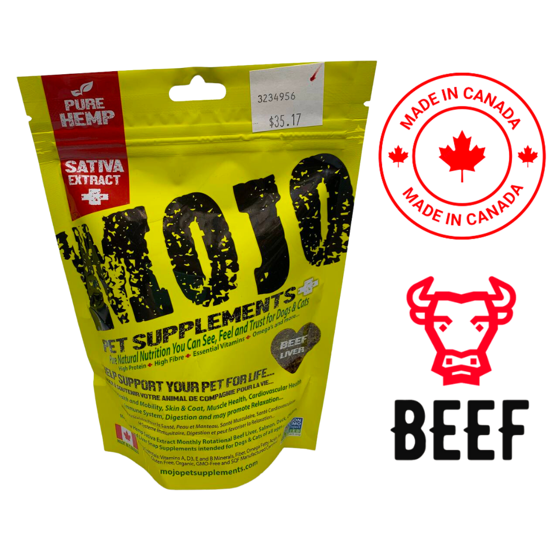 MOJO Pet Supplements with Hemp Beef Liver Flavoured Treats 186 Grams
