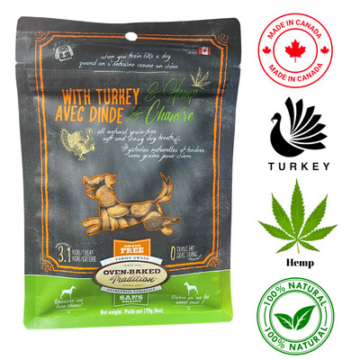 Oven-Baked Tradition All Natural Soft And Chewy Turkey Dog Treats With Hemp 6 Oz