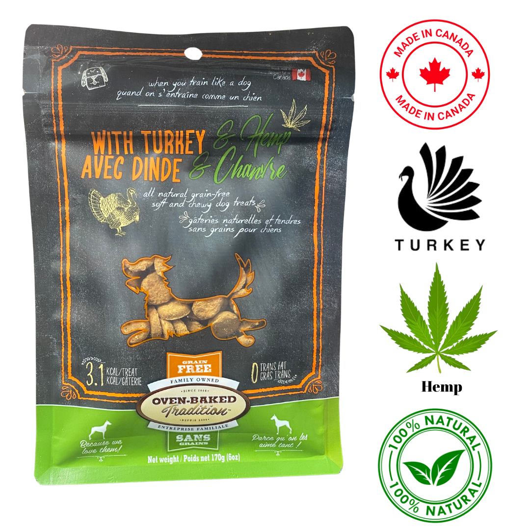 Oven-Baked Tradition All Natural Soft And Chewy Turkey Dog Treats With Hemp 6 Oz