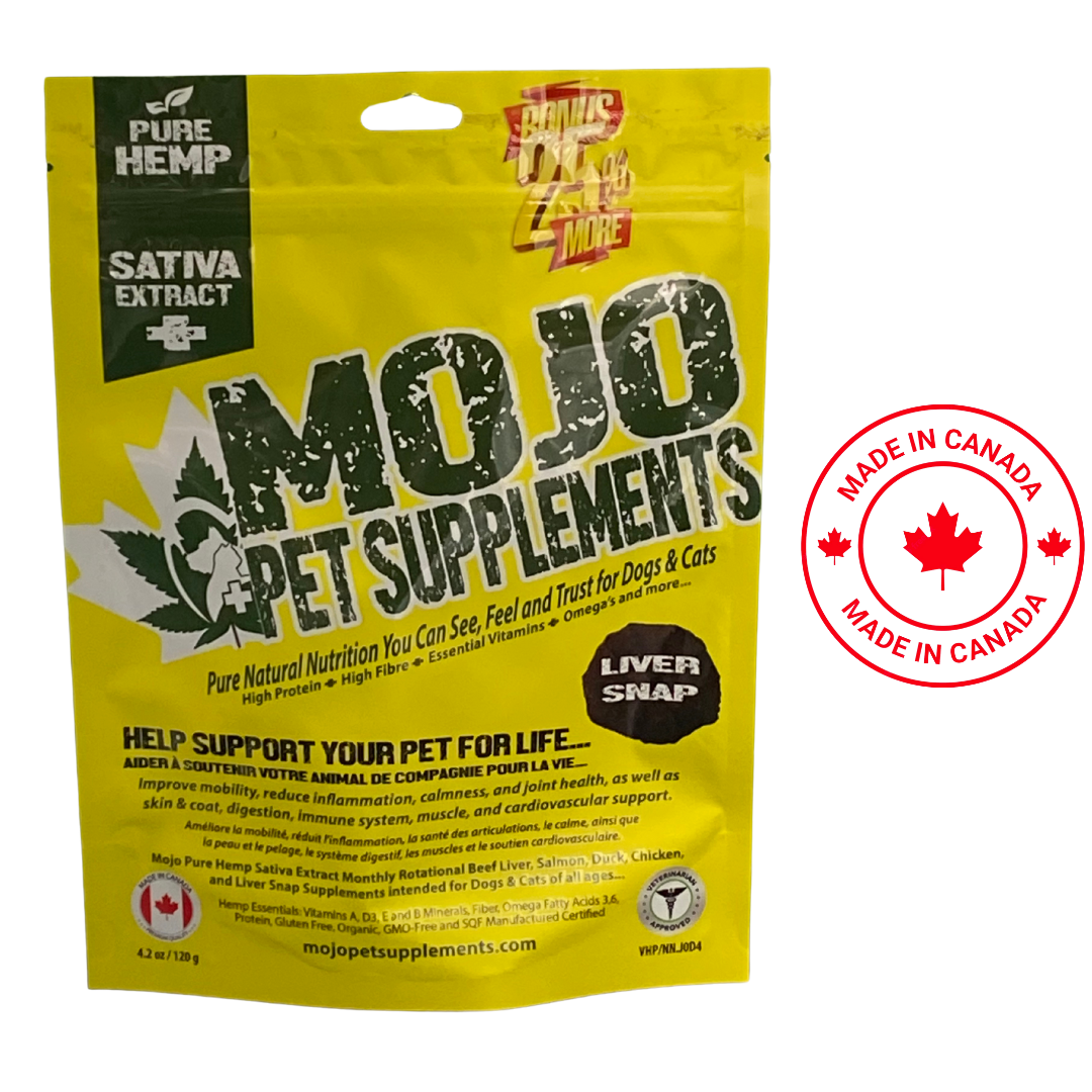 MOJO Pet Supplements with Hemp Liver Snap Flavoured Treats 120 Grams
