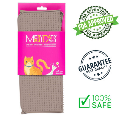 Messy Cats Silicone Litter Mat With Graduated Spikes 18" x 14" Grey