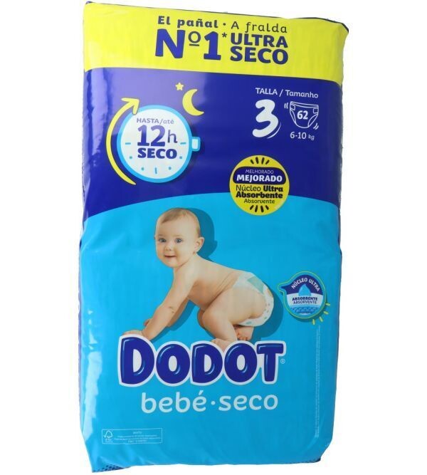 Dodot bebe seco talla 3 6-10 (62 unidades) Dodot bebe seco talla 3 6-10 (62 unidades)