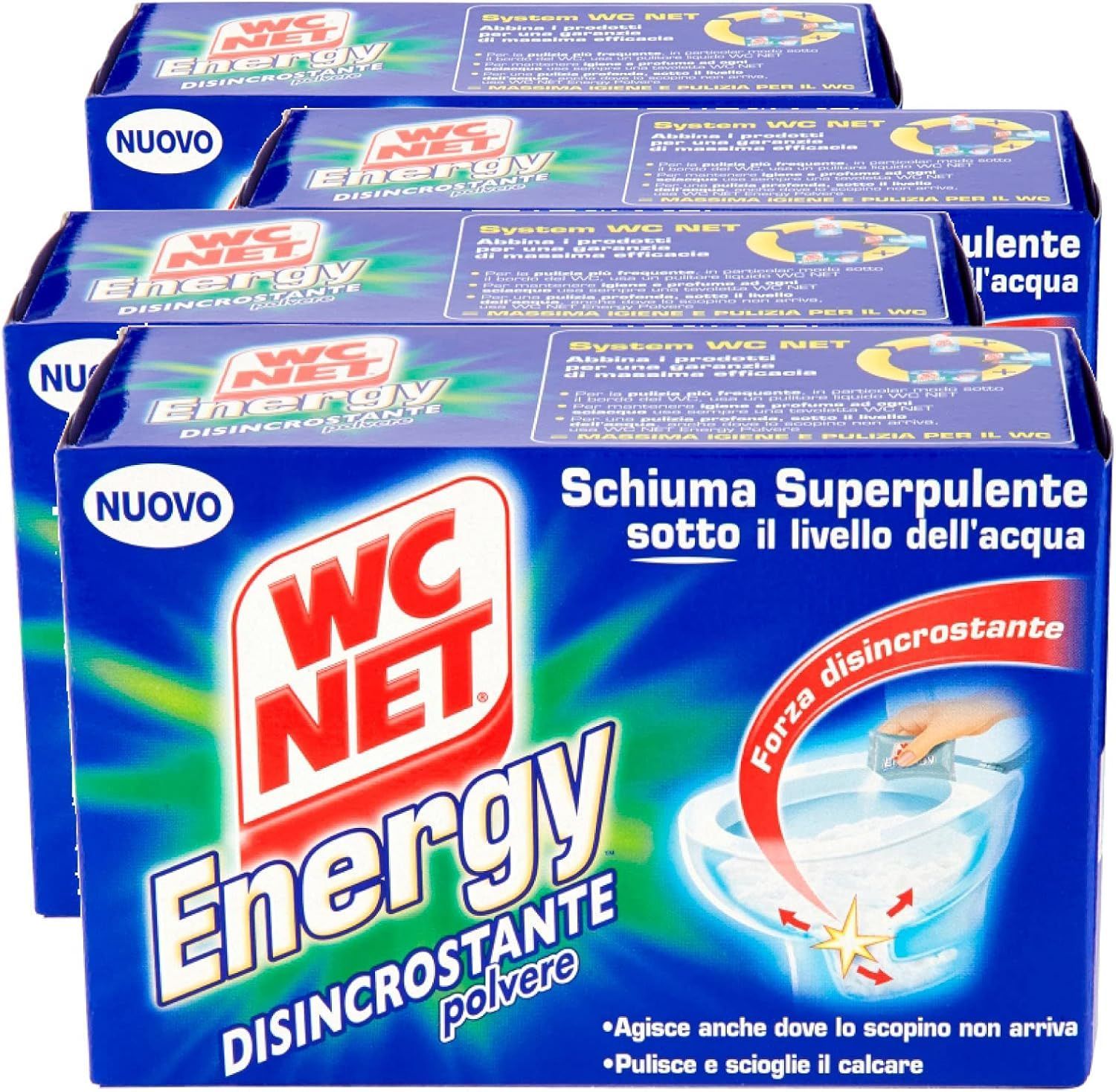 WC NET ENERGY  DESINCRUSTANTE EN POLVO 4 CAJITAS X 4 X60 GRAMOS