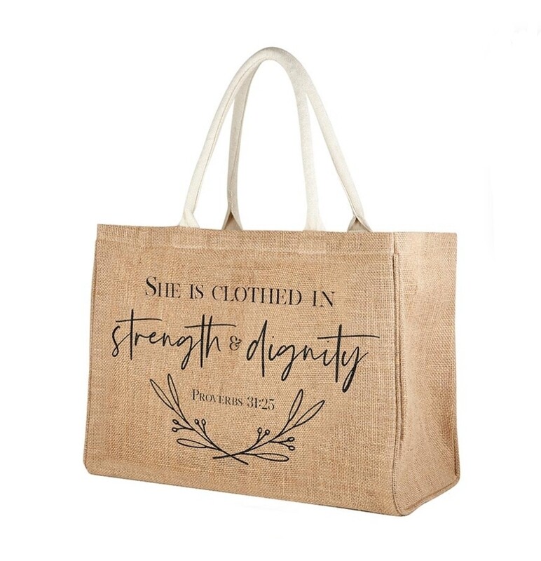 Strength and Dignity Proverbs Canvas Tote Bag Large