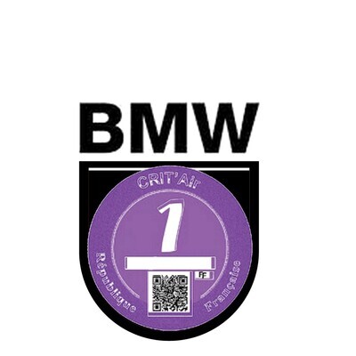 Porte vignette CRIT AIR BMW VC3 macaron qualité de l'air