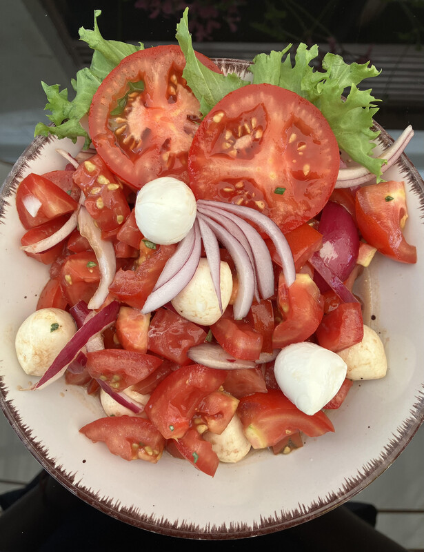 Italienischer Tomaten Mozzarella Salat-vegetarisch Italienischer Tomaten Mozzarella Salat-vegetarisch