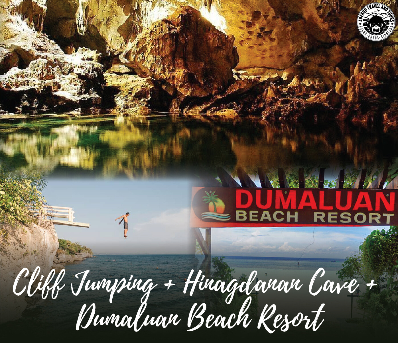 CLIFF JUMPING + HINAGDANAN CAVE + DUMALUAN BEACH