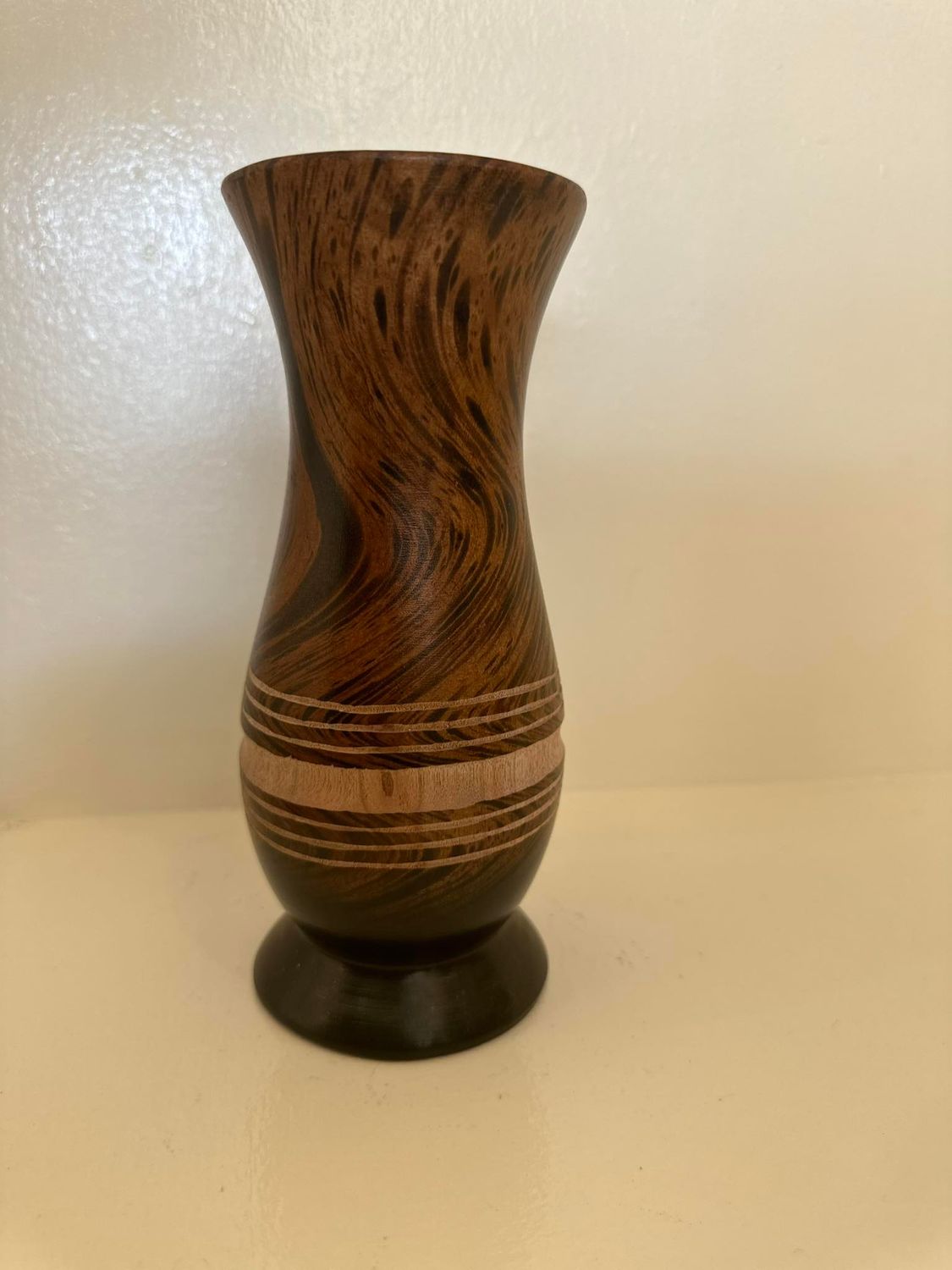 Wooden Mango Handcarved Flower Vase 2.8&quot;x7.5&quot; 03