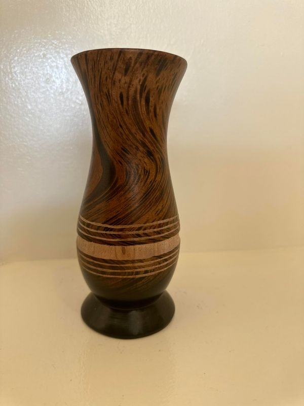 Wooden Mango Handcarved Flower Vase 2.8&quot;x7.5&quot; 03
