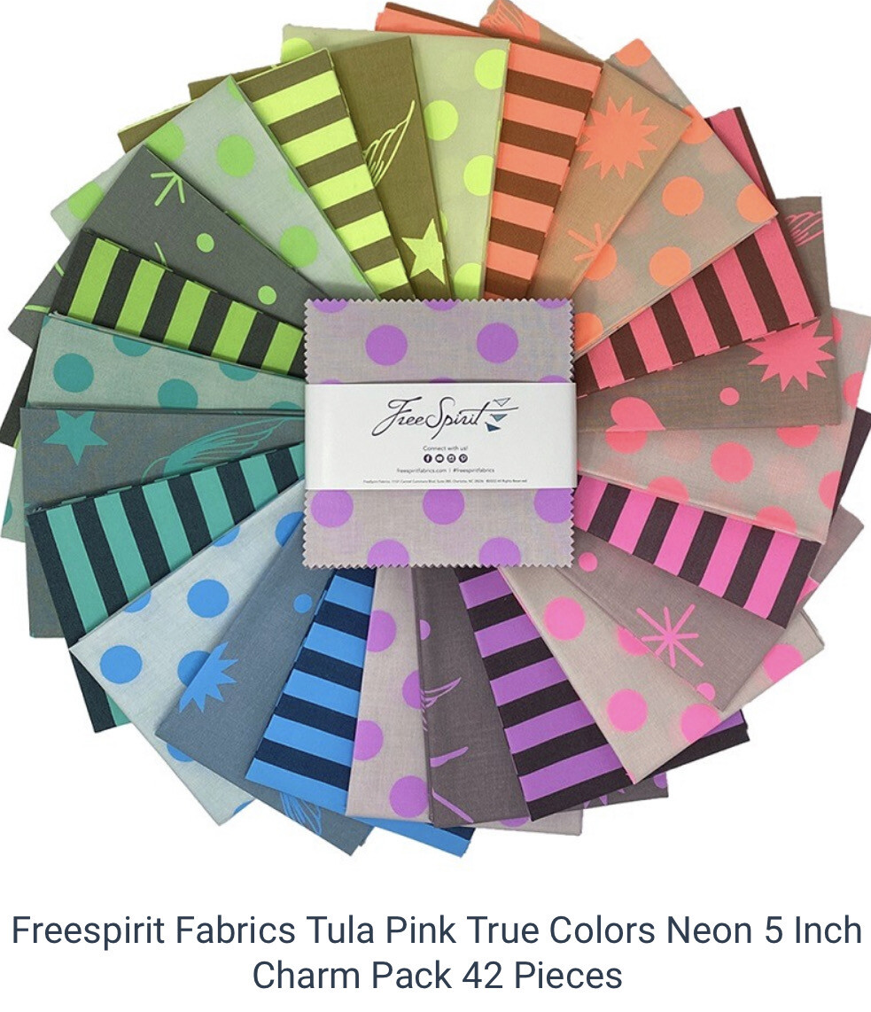 Tula Pink True Colours Neon 5inch Charm Pack