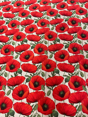 ANZAC Remembering - Poppies Cream Background
