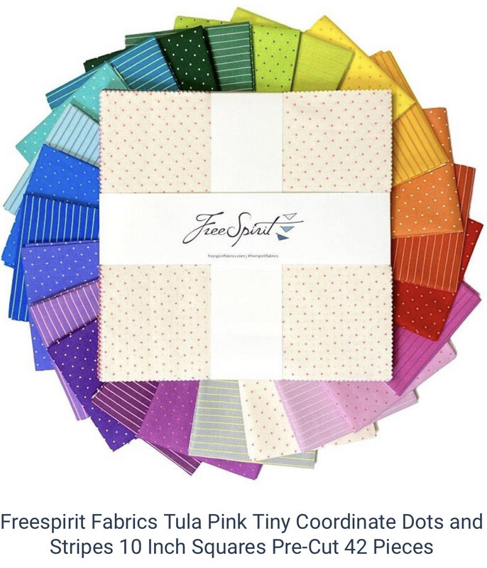 Tula Pink True Colours Tiny Dots & Stripes 10in Charm Squares