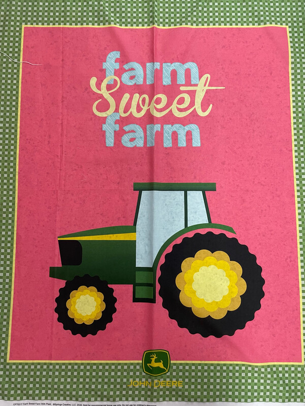 John Deere Tractors - Baby Panel Pink