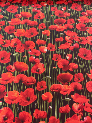 ANZAC Remembering - Poppies With Stems Black