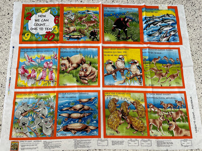 Fabric Book Panel - Aussie Animals Count To 10