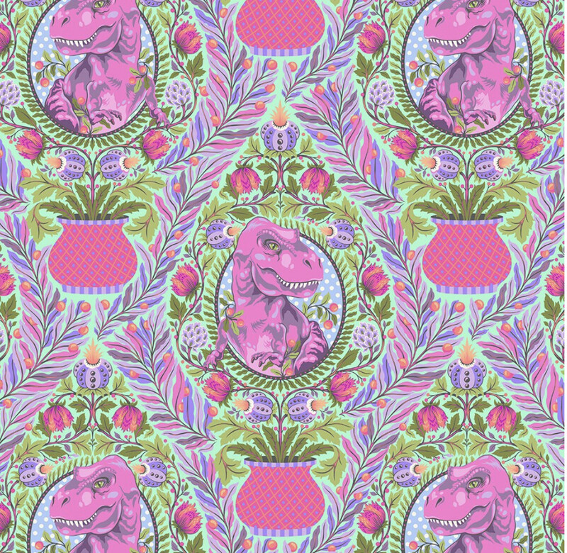 Tula Pink ROAR - Tree Rex in Mist