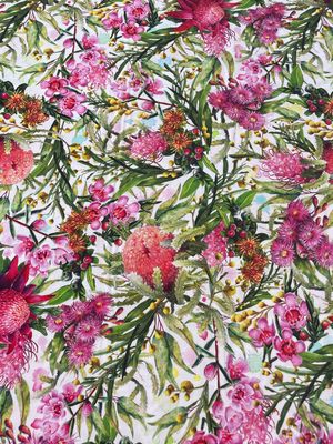 Carlie Edwards Australian Birds All Over Floral - White Background