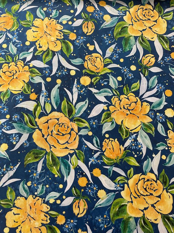 Moda - Sunshine & Blue Skies - Large Floral Blue Background