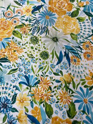 Moda - Sunshine & Blue Skies - Large Floral White Background