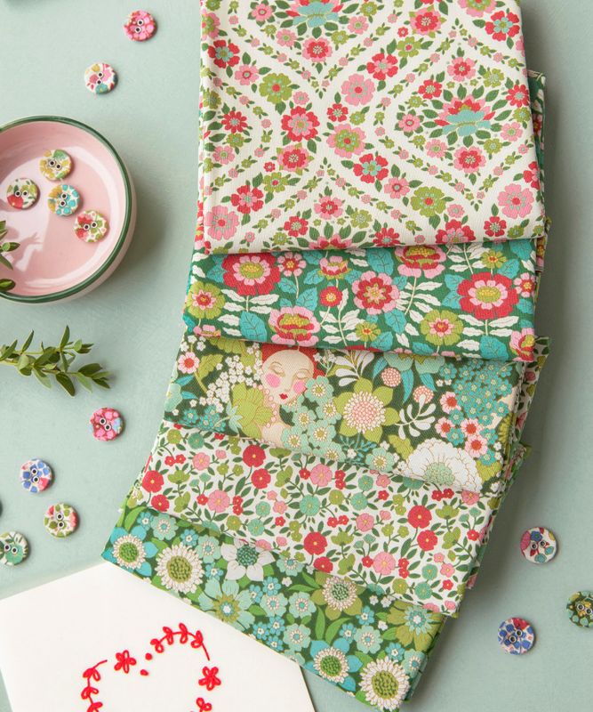 Tilda Wallflower - 5 Fat Quarter Bundle Green