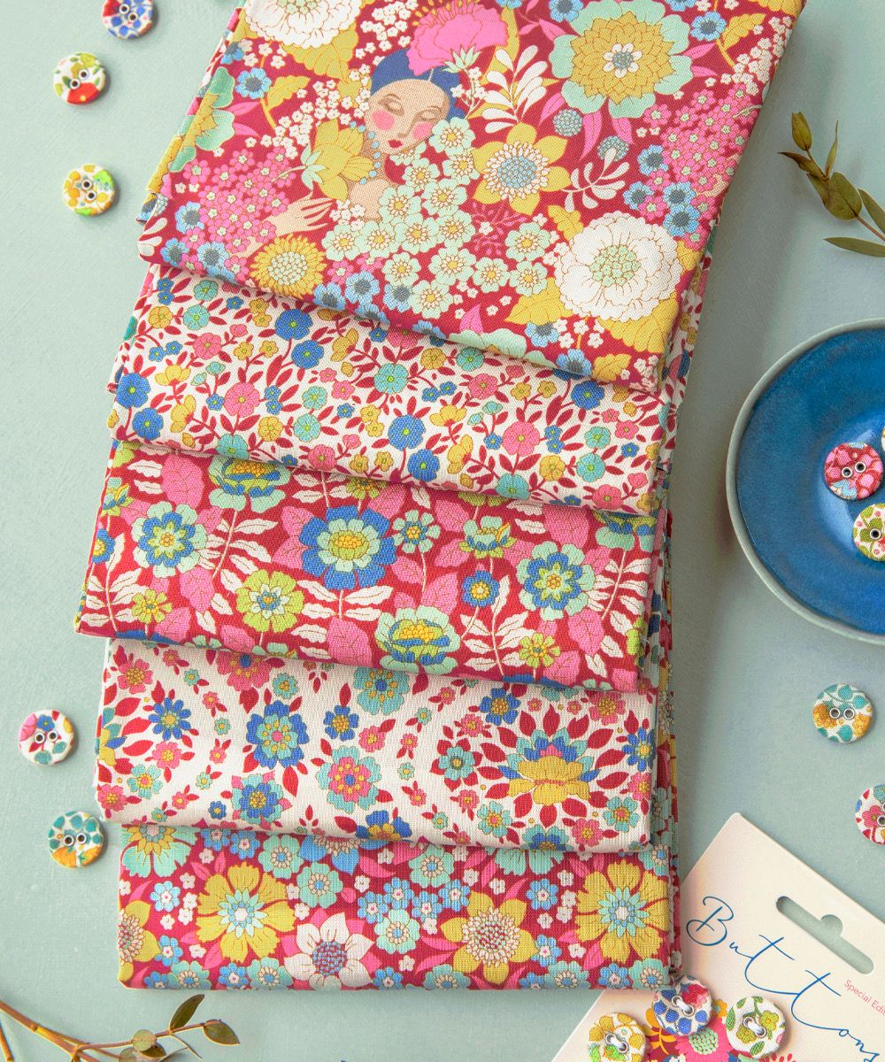 Tilda Wallflower - 5 Fat Quarter Bundle Burgundy/Pink