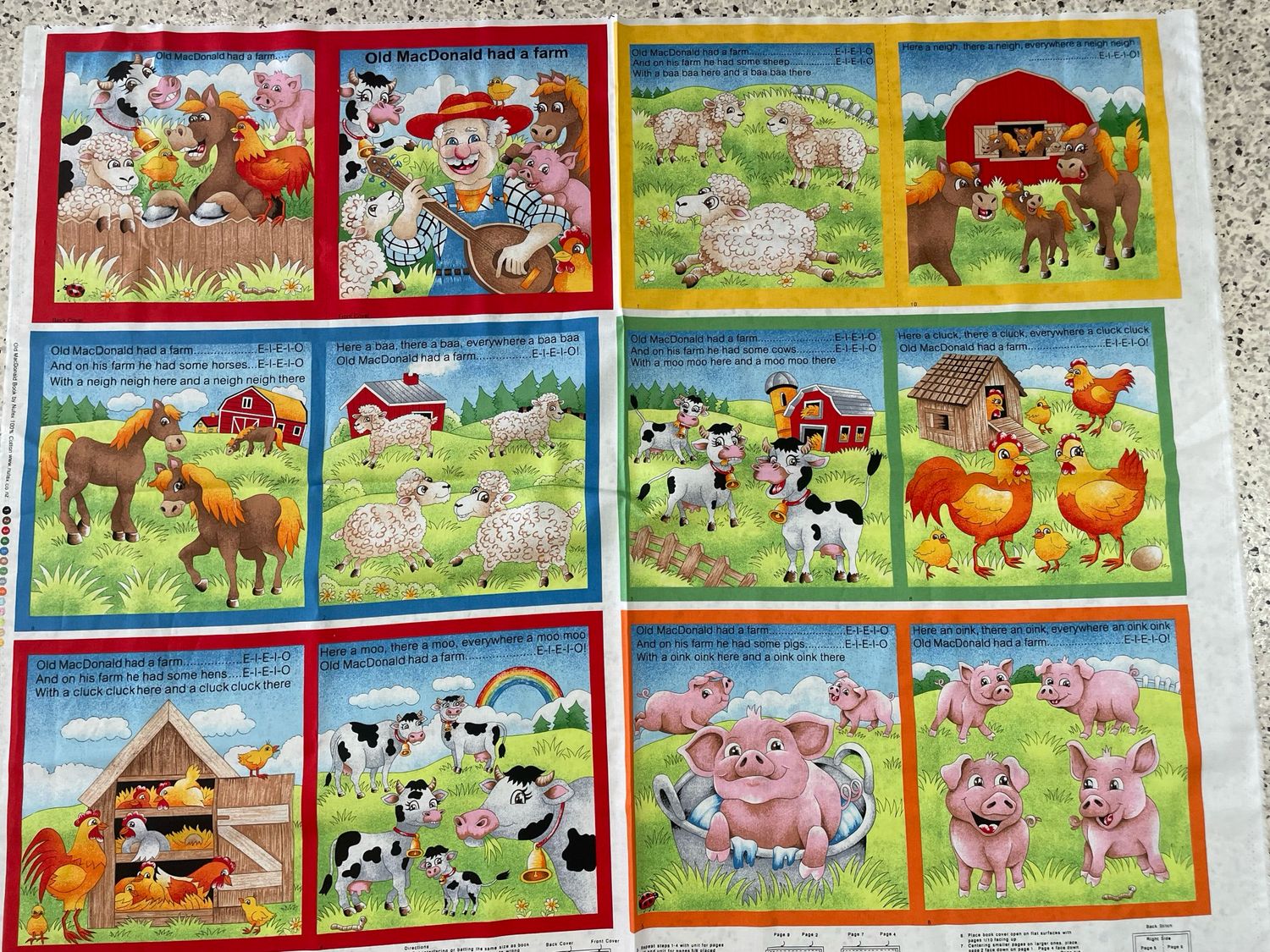 Fabric Book Panel - Old MacDonald Had A Farm