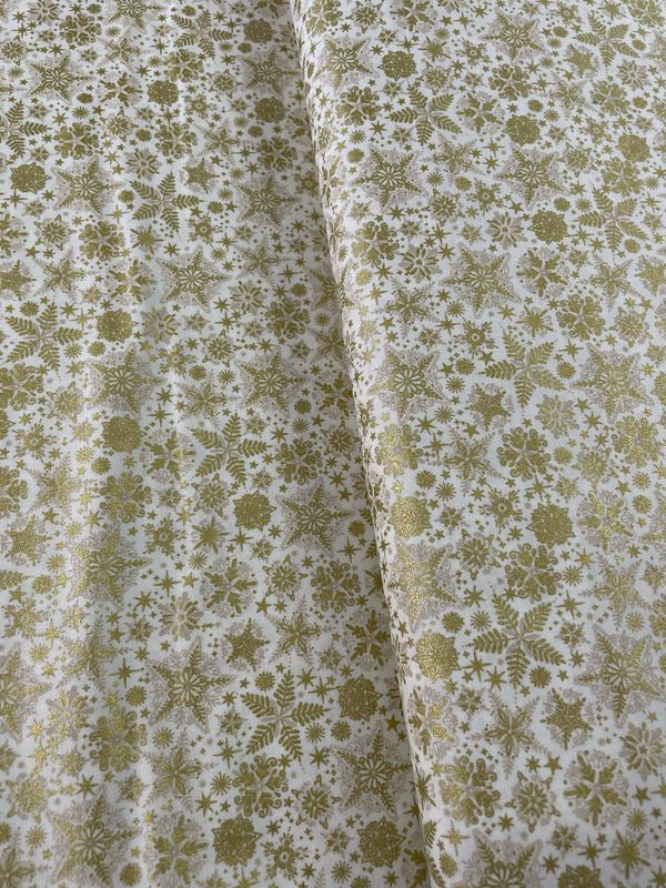 Good Tidings - Cream/Gold Snowflakes
