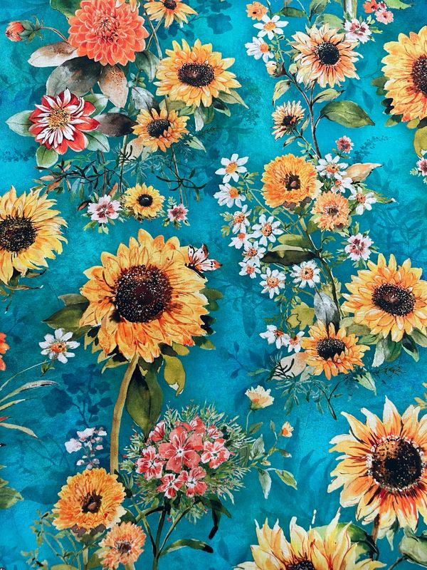 Sunlit Garden - Large Floral Turquoise