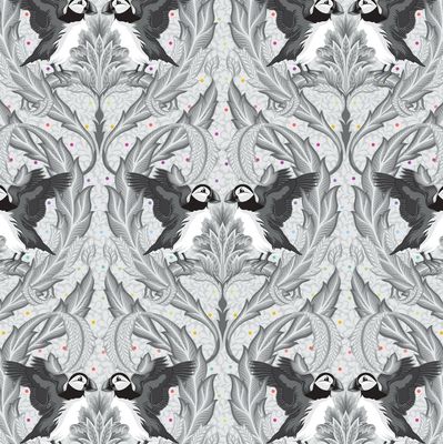 Tula Pink Graywork - Huffin And Puffin In Whisper