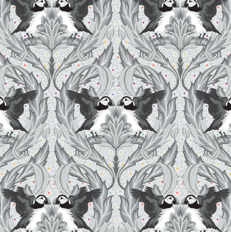 Tula Pink Graywork - Huffin And Puffin In Whisper