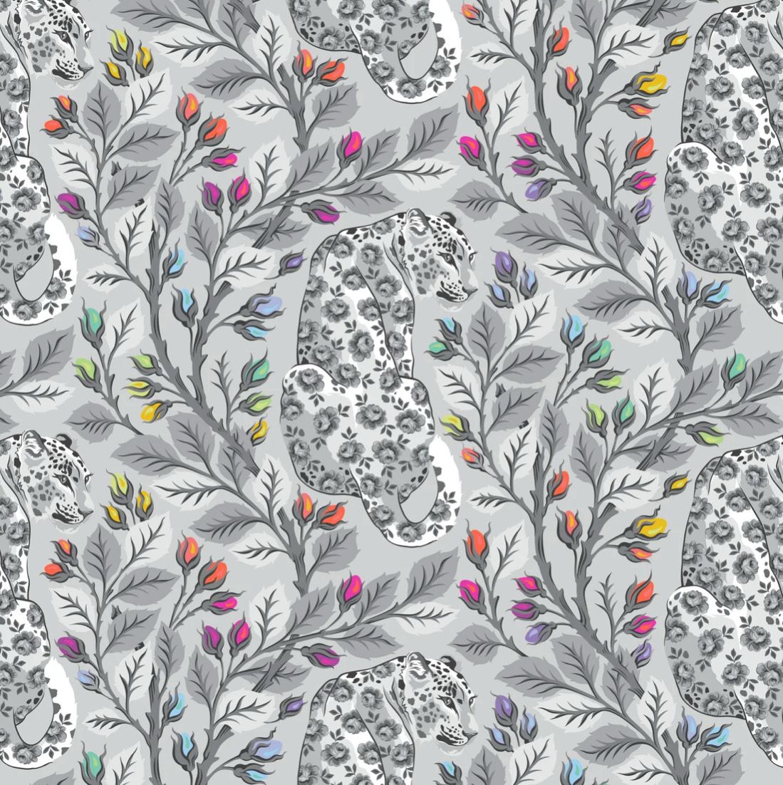 Tula Pink Graywork - Beautymark In Fog