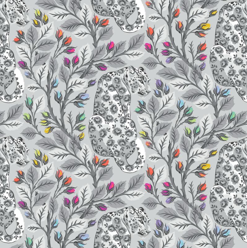 Tula Pink Graywork - Beautymark In Fog