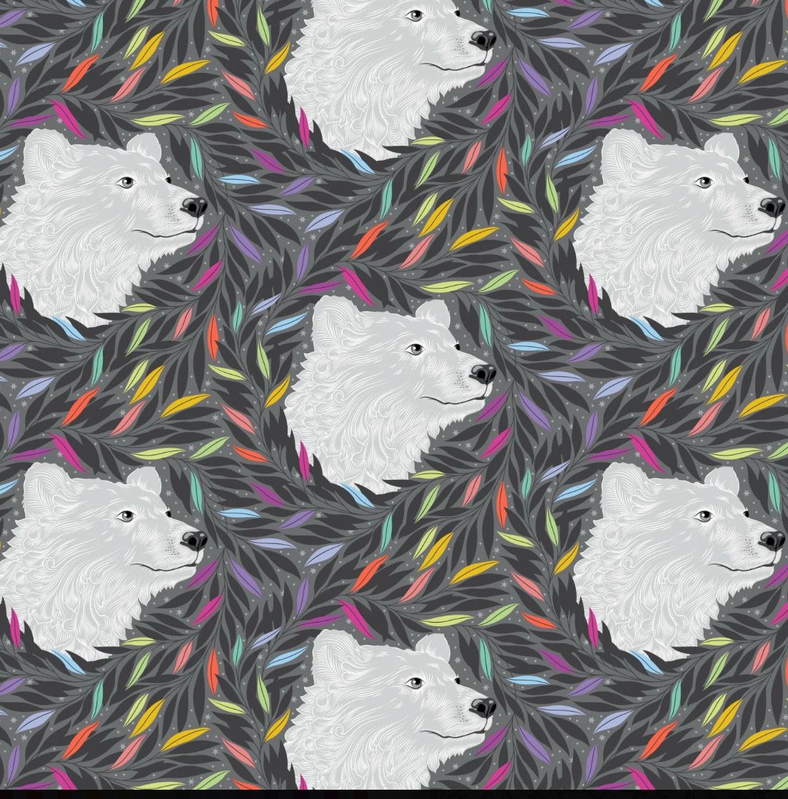 Tula Pink Graywork - Just Bearly In Carbon