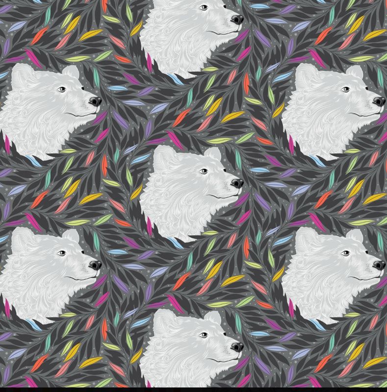 Tula Pink Graywork - Just Bearly In Carbon